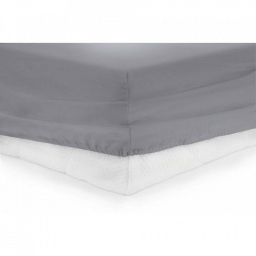Cearceaf de pat cu elastic Heinner Home, 140x200 cm, Bumbac 100%, Gri