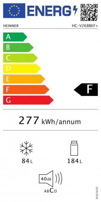 Combina frigorifica Heinner HC-V268BKF+, 268 l, Clasa F, Sistem racire Less Frost, Iluminare LED, Control mecanic, Termostat ajustabil, H 170 cm, Negru - Img 3