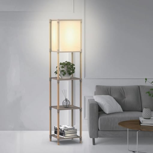 Etajera din lemn cu 3 rafturi si lampa lumina calda in partea de sus, dimensiune 29 x 25 x 133 cm - Img 2