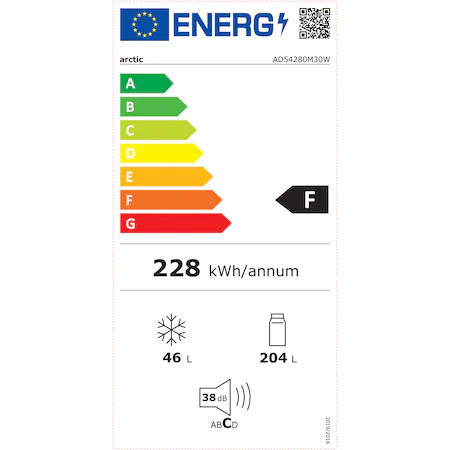 Frigider cu doua usi Arctic AD54280M30W, 250 l, Clasa F, Garden Fresh, H 160.6 cm, Alb - Img 4