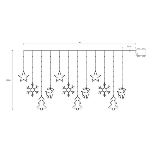 Instalatie de lumini LED tip perdea cu lumina multicolora, 198 becuri, programabila, model Craciun, IP 44 - Img 6