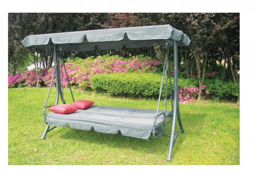 Leagan/balansoar cu spatar rabatabil Heinner, 3 locuri, 238x122x180cm, gri - Img 4