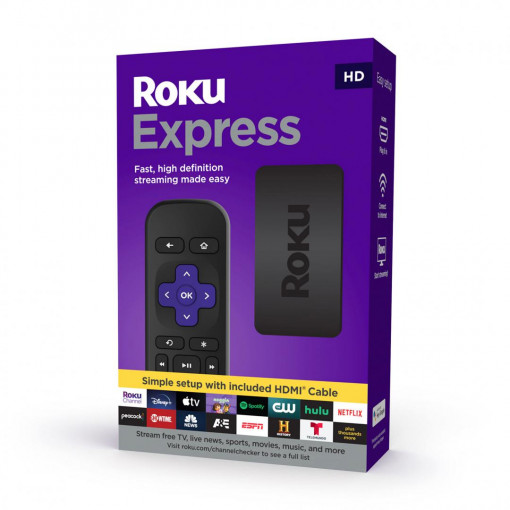 Media player ROKU Express, telecomanda, Negru