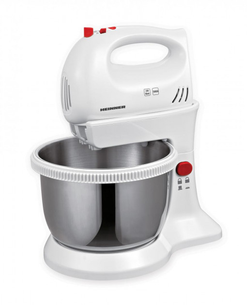 Mixer cu bol Heinner HMBR-300W, Bol Rotativ Inox, 300W, 3.4L, Alb - Img 3