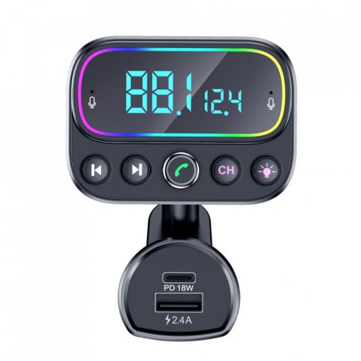 Modulator FM Bluetooth Serioux ABFM67, USB Type-C, USB 2.4A, AUX, RGB - Img 5