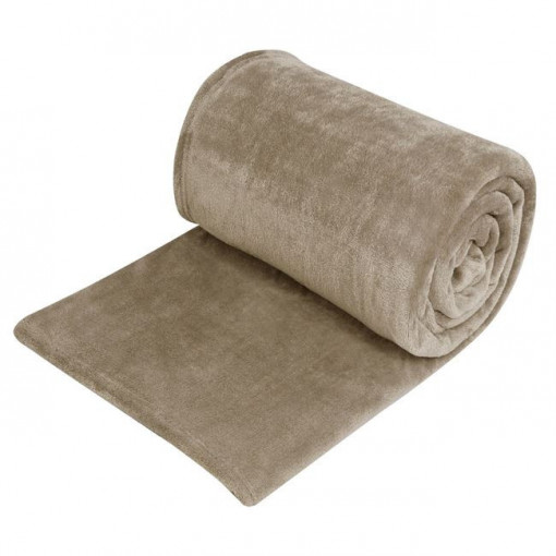 Patura moale dubla catifelata, dimensiune 230x220cm, Taupe