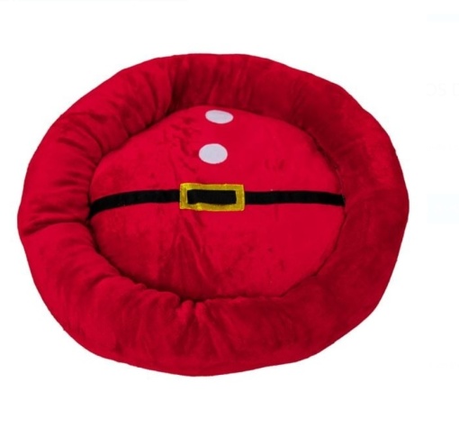 Patut moale si calduros pentru animale, diametru 60 cm, baza antiaderenta, model de Craciun - Img 3