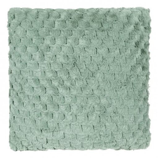 Perna decorativa din imitatie de blana, dimensiune 40x40x10 cm, doua fete, Verde menta - Img 3