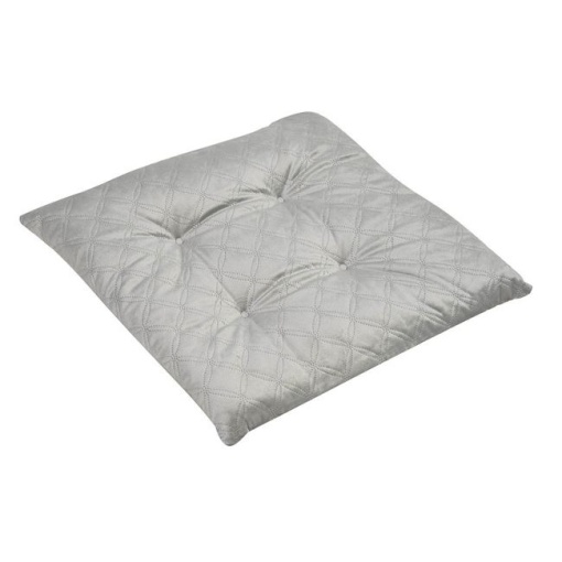 Perna decorativa velvet pentru scaun capitonata, dimensiune 38 x 38 cm, doua fete, Gri/Alb - Img 2