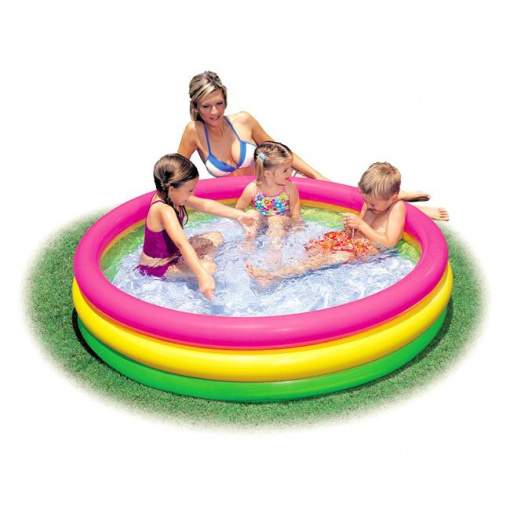 Piscina gonflabila pentru copii, 3 inele, dimensiune 147 x 33 cm, capacitate 275 l, Multicolor - Img 2