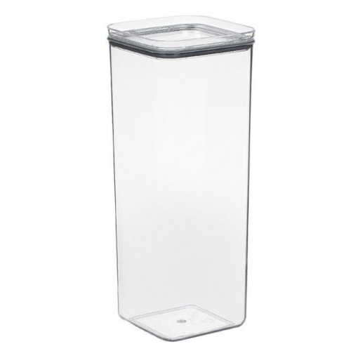 Recipient din plastic cu capac pentru alimente, capacitate 2 L, dimensiune 10.5x10.5x27 cm