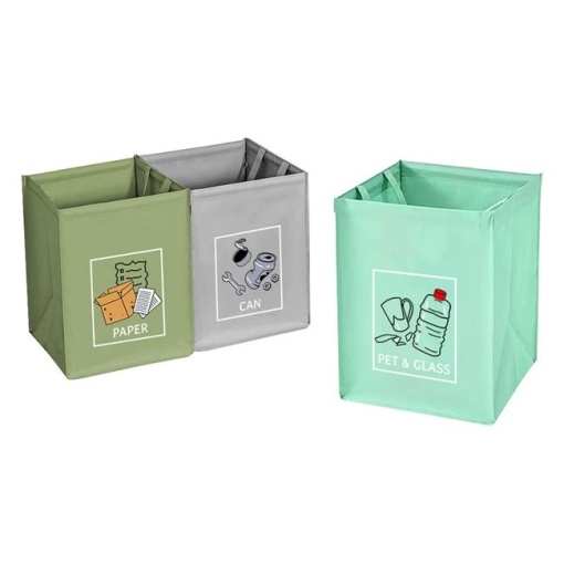 Set 3 sacose pentru reciclare alimente, dimensiune 32x32x42 cm, Multicolor - Img 1