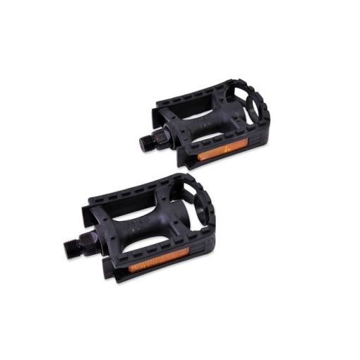 Set doua pedale negre pentru bicicleta, detalii reflectorizante, ax 9/16''