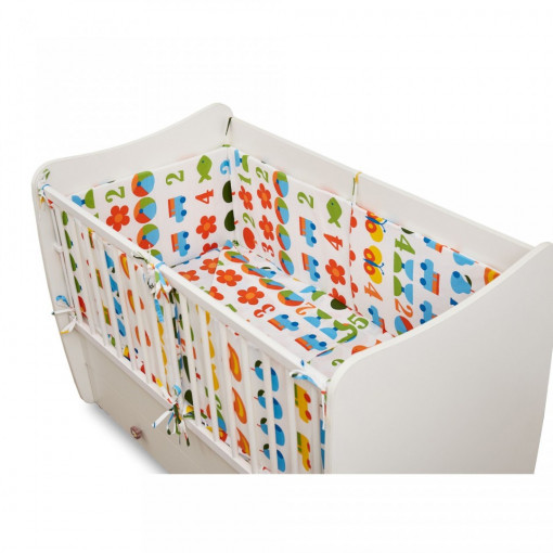 Set lenjerie de pat pentru copii U-Grow UBS5-RBW, bumbac 100%, 5 piese, Multicolor