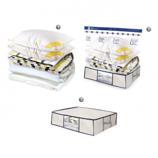 Set sac pentru vidat pilote si paturi 100 x 105 x 50 cm cu husa depozitare 50 x 65 x 25 cm - Img 1