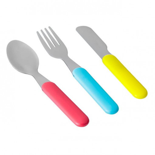 Set tacamuri pentru copii din otel inoxidabil cu manere din plastic, Multicolor - Img 2