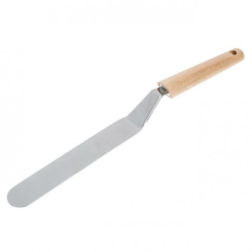 Spatula curbata cu maner din lemn, 34 cm