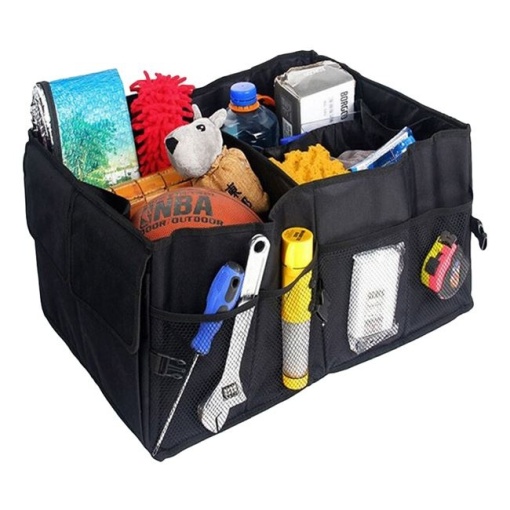 Suport organizator auto pentru portbagaj, dimensiune 56 x 39 x 26.5 cm, 2 compartimente, Negru