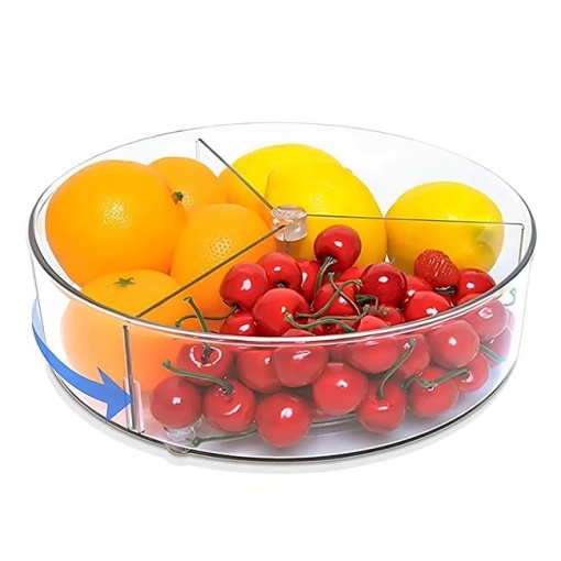 Suport organizator rotativ pentru bucatarie, 3 compartimente, dimensiune 23 x 7 cm, transparent