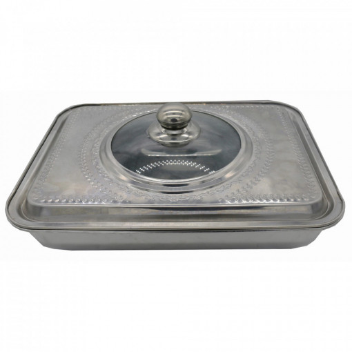 Tava cuptor Cooking by Heinner, cu capac, Inox, 35x26x7cm