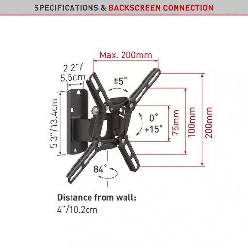 TV MOUNT FLAT/CURVED BARKAN 26&quot;-39&quot; BLK - Img 2