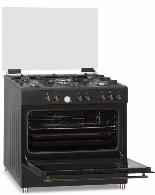 Aragaz Fram FFSC-S90MLITGCF-RBK, Mixt, Multifunctional, 5 arzatoare, Wok, Aprindere electrica, Gratar fonta, Timer, Grill, Ventilatie, Lumina cuptor, Duze GPL incluse, Negru - Img 5