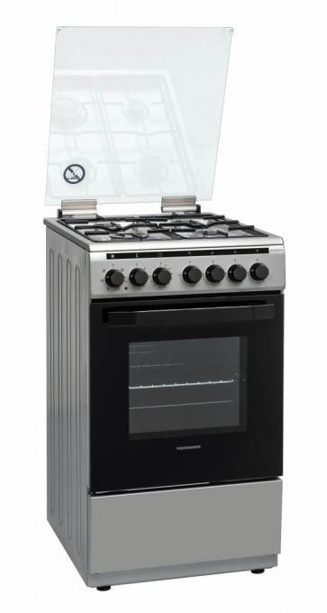 Aragaz mixt Heinner HFSC-V60LITGC-SS, 4 arzatoare gaz, Dispozitiv de siguranta plita, Aprindere electrica, Cuptor electric, Timer, Grill, Clasa A, 50 cm, Inox - Img 2