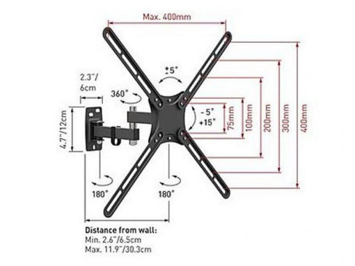 Barkan Full Motion TV Wall Mount 13&quot;-58&quot; - Img 2