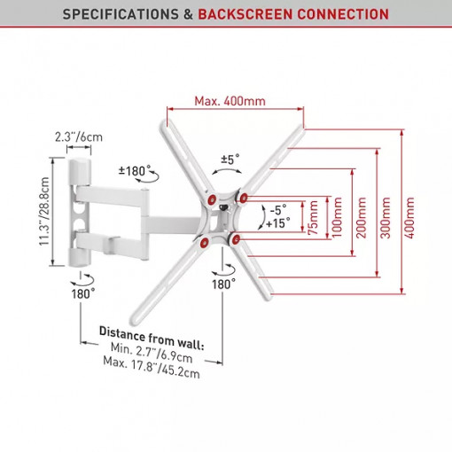 Barkan Full Motion TV Wall Mount 29&quot;-65&quot; - Img 3