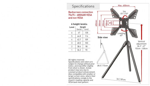 Barkan Portable Tripod Floor Sta 13&quot;-83&quot; - Img 2