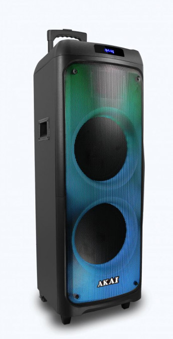 Boxa portabila activa Akai Party Speaker 1010, 100 W, Bluetooth, USB, microfon, telecomanda, Negru - Img 5