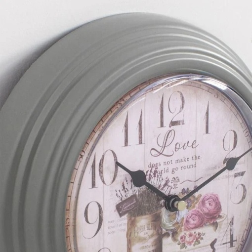 Ceas decorativ de perete, diametru 20 cm, model Vintage cu flori - Img 2
