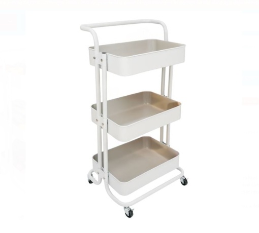 Etajera metalica pentru bucatarie, 3 nivele, dimensiune 44x36x82 cm, Alba - Img 2