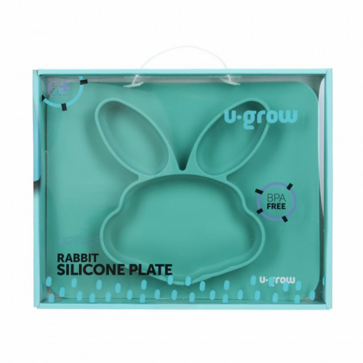 Farfurie silicon model Iepuras, silicon 100%, fara BPA, fara PVC, U-grow UG-FS11IP - Img 3