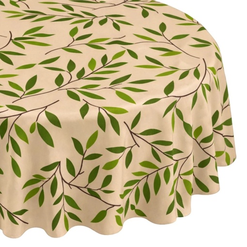 Fata de masa plastifiata rotunda, dimensiune 180 cm, Frunze  - Img 3