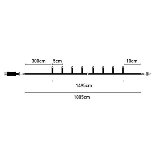Instalatie de lumini cu 300 de becuri LED Alb Cald, Cablu Transparent Extensibil, 14.95 m - Img 2