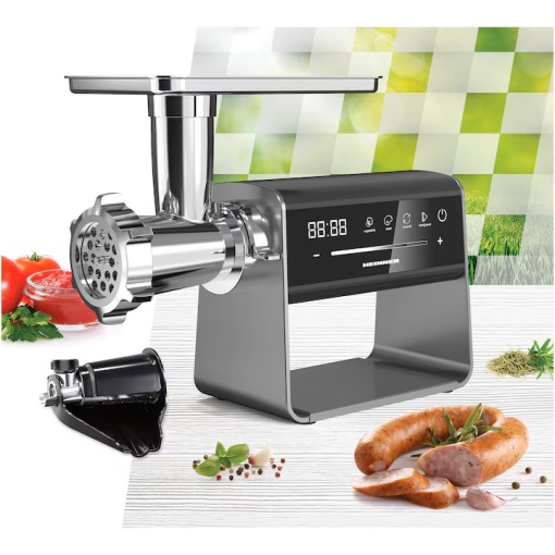 Masina de tocat Heinner ExquisiteForce HMG-DIS2500, 2500W, control touch, angrenaj planetar 6 roti, accesoriu rosii, Kibbe si carnati, capacitate tocare 2.5kg/min, - Img 4