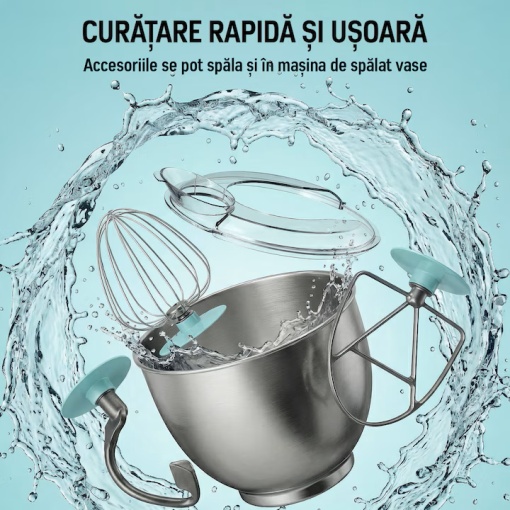 Mixer planetar FRAM FPM-D1010GR, 1000W, bol inox 5L, 12 viteze + Pulse, angrenaj metalic, accesorii pentru mixare si framantare, verde - Img 6