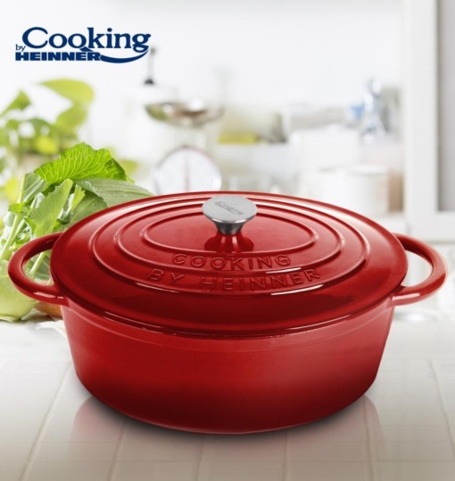 Oala cu capac Cooking by Heinner Red Line, fonta emailata, 33.5 x 26 x 12 cm, 6 L, HR-KN-SM28OV - Img 3