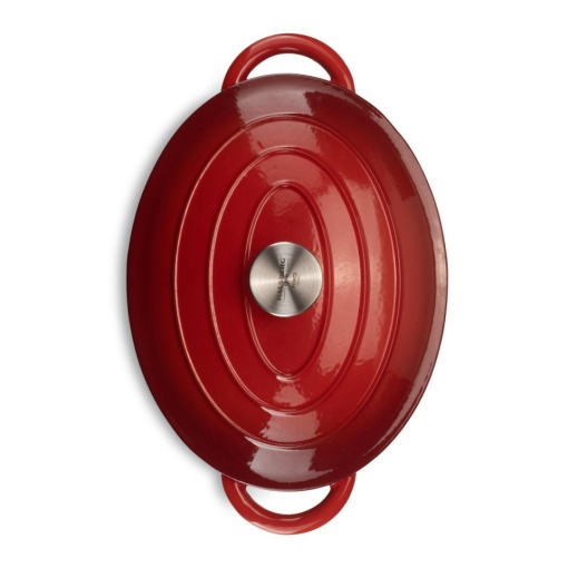 Oala ovala din fonta emailata, dimensiune 30x23 cm, capacitate 4.5l, greutate 6 kg, Hausberg H750 - Img 3
