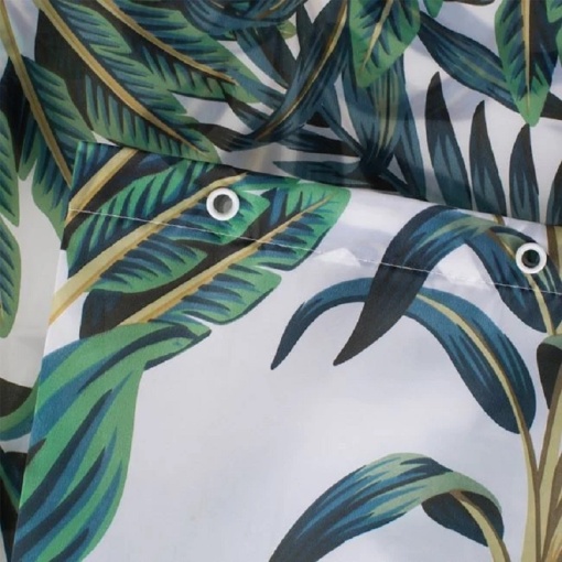 Perdea pentru dus din PEVA, dimensiune 180x180 cm, prindere 12 inele, Frunze tropicale - Img 2