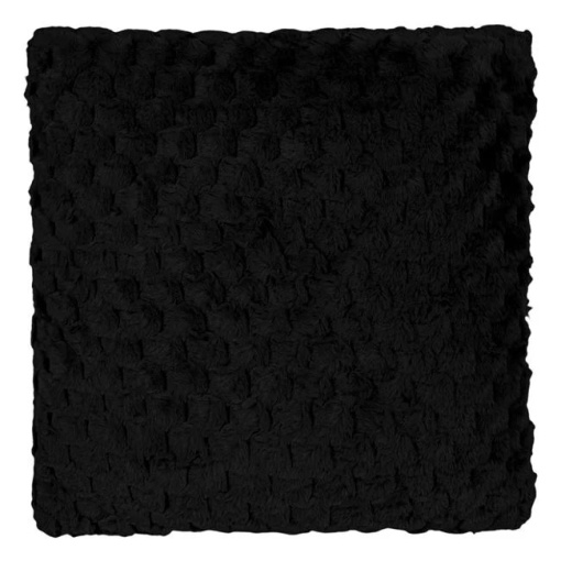 Perna decorativa din imitatie de blana, dimensiune 60x60x13 cm, model reliefat, Neagra - Img 3