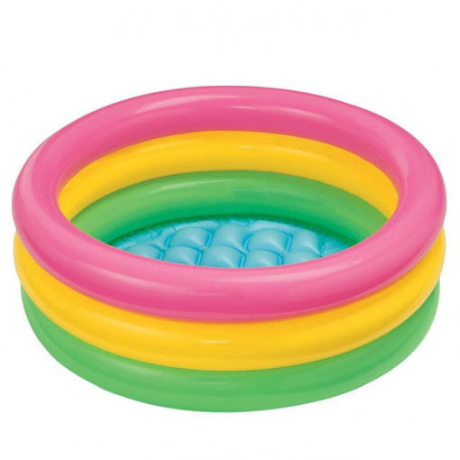 Piscina gonflabila pentru bebelusi, 3 inele, dimensiune 86 x 25 cm, capacitate 56 l, Multicolor