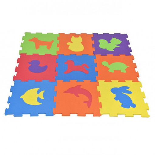 Puzzle modular pentru podea, moale si antiderapant, contine 9 piese, Animale - Img 2