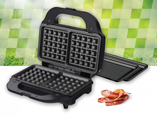 Sandwich maker Heinner SM-2H900BKS, placi detasabile anti-adezive XL, placi grill si waffles, capacitate: 2 sandwich-uri - Img 4