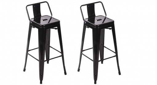 Set 2 Scaune bar retro Mo, 85x44x44 cm, Negru - Img 1