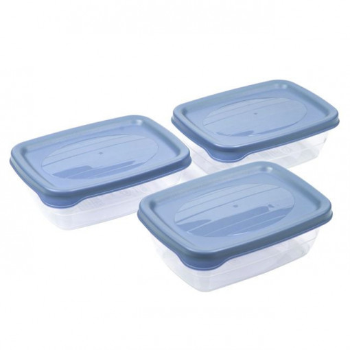 Set 3 caserole din plastic pentru alimente, capacitate 600 ml