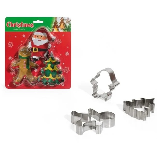 Set 3 forme metalice de Craciun pentru fursecuri, dimensiune 10x8 cm - Img 1