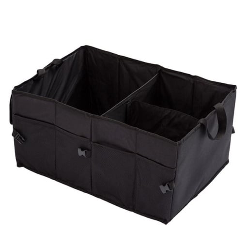 Suport organizator auto pentru portbagaj, dimensiune 56 x 39 x 26.5 cm, 2 compartimente, Negru - Img 2