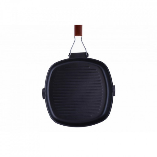 Tigaie grill din fier cu maner pliabil, dimensiune 28 x 28 cm - Img 3